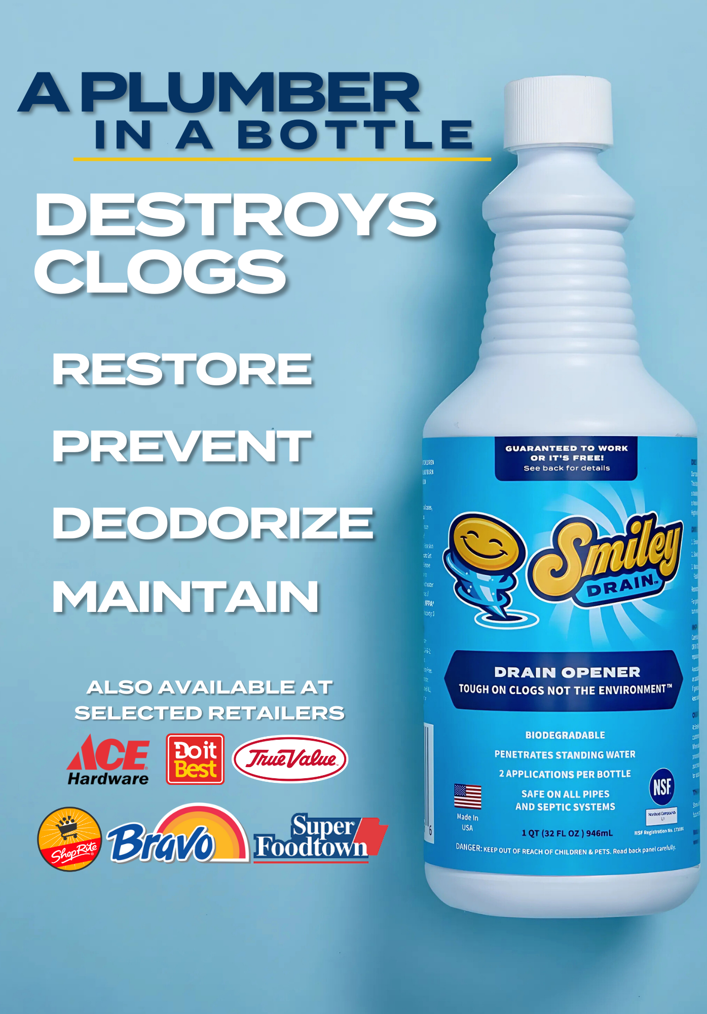 Smiley Drain Advanced Eco-Friendly Drain Opener & Maintainer Solution